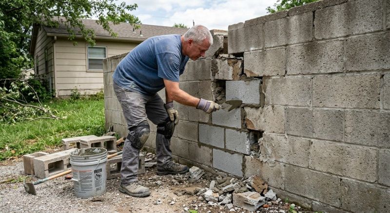 Cinder Block Wall Repair in Encino, CA