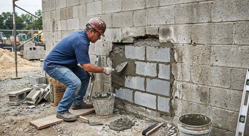 Cinder Block Wall Repair in San Fernando, CA